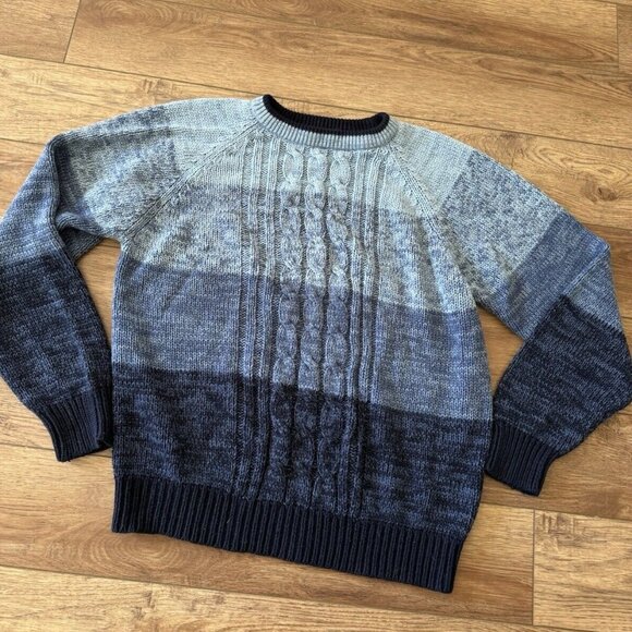 Vintage Graphix Blue Striped Knit Sweater 80s 90s - Picture 1 of 9